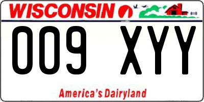 WI license plate 009XYY