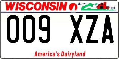 WI license plate 009XZA
