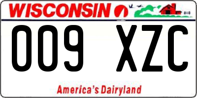 WI license plate 009XZC