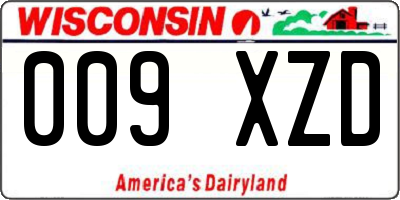 WI license plate 009XZD