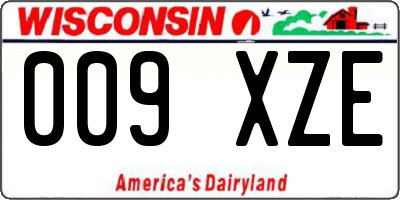 WI license plate 009XZE