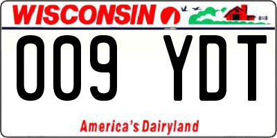 WI license plate 009YDT