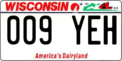 WI license plate 009YEH
