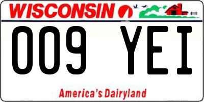 WI license plate 009YEI