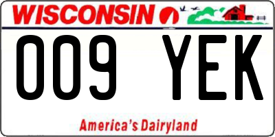 WI license plate 009YEK