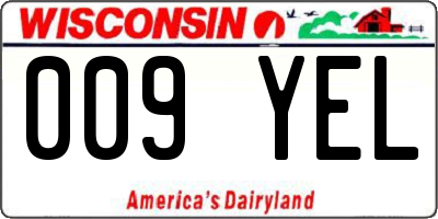 WI license plate 009YEL
