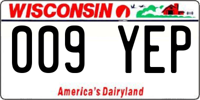 WI license plate 009YEP