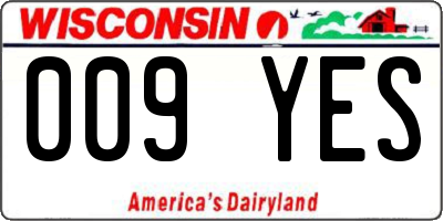 WI license plate 009YES