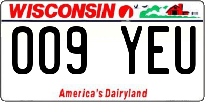 WI license plate 009YEU