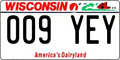 WI license plate 009YEY