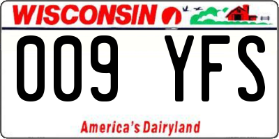 WI license plate 009YFS