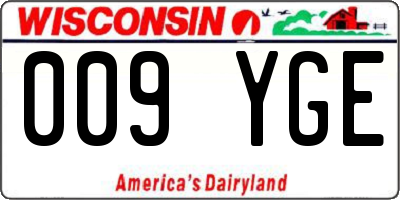 WI license plate 009YGE