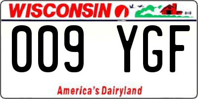 WI license plate 009YGF