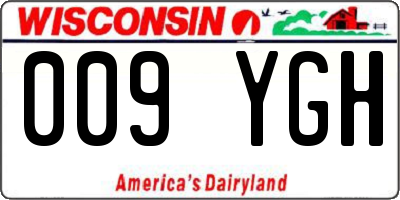 WI license plate 009YGH