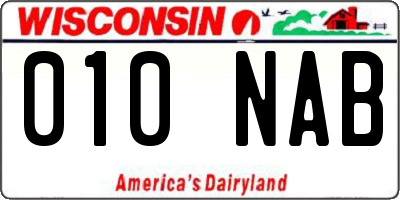 WI license plate 010NAB