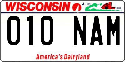 WI license plate 010NAM