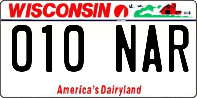 WI license plate 010NAR