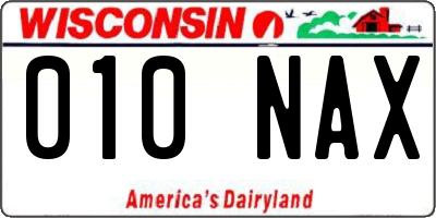 WI license plate 010NAX