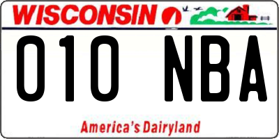 WI license plate 010NBA