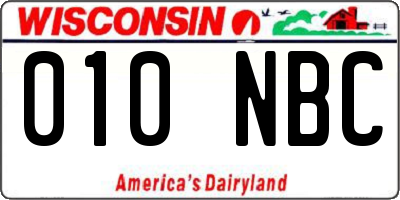 WI license plate 010NBC