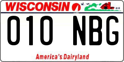 WI license plate 010NBG
