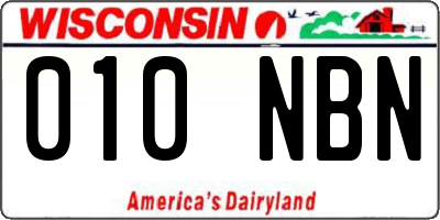 WI license plate 010NBN