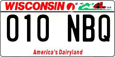 WI license plate 010NBQ