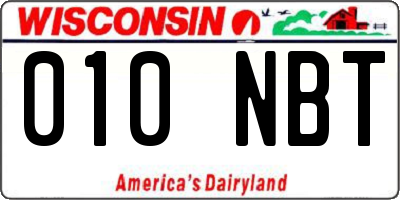 WI license plate 010NBT