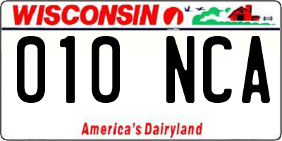 WI license plate 010NCA