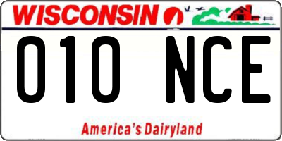 WI license plate 010NCE