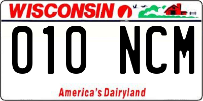 WI license plate 010NCM