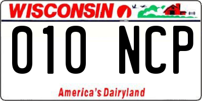 WI license plate 010NCP
