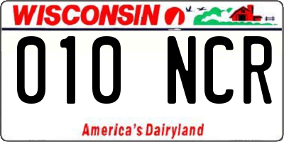 WI license plate 010NCR