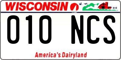 WI license plate 010NCS