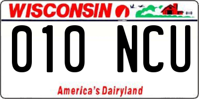 WI license plate 010NCU
