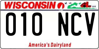 WI license plate 010NCV