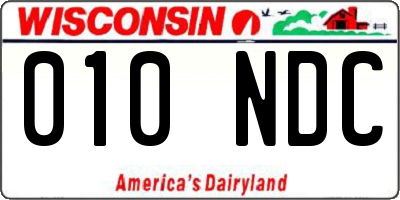 WI license plate 010NDC
