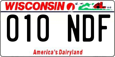 WI license plate 010NDF
