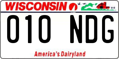WI license plate 010NDG