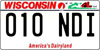 WI license plate 010NDI