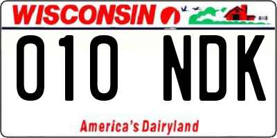 WI license plate 010NDK