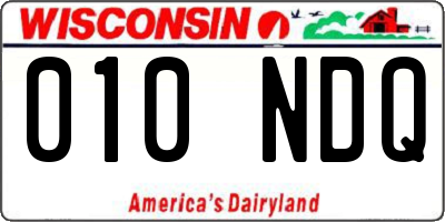 WI license plate 010NDQ