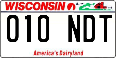 WI license plate 010NDT