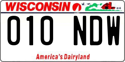 WI license plate 010NDW