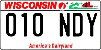 WI license plate 010NDY
