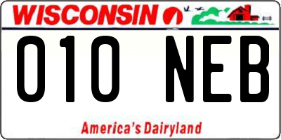 WI license plate 010NEB