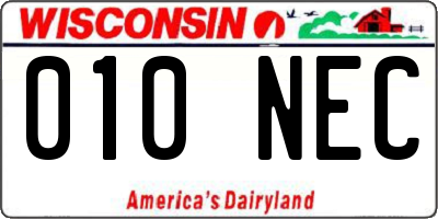 WI license plate 010NEC