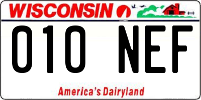 WI license plate 010NEF