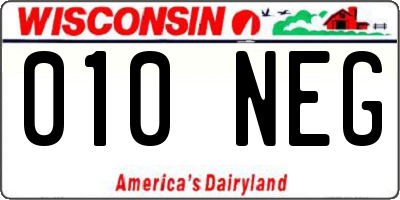 WI license plate 010NEG