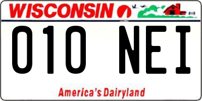 WI license plate 010NEI